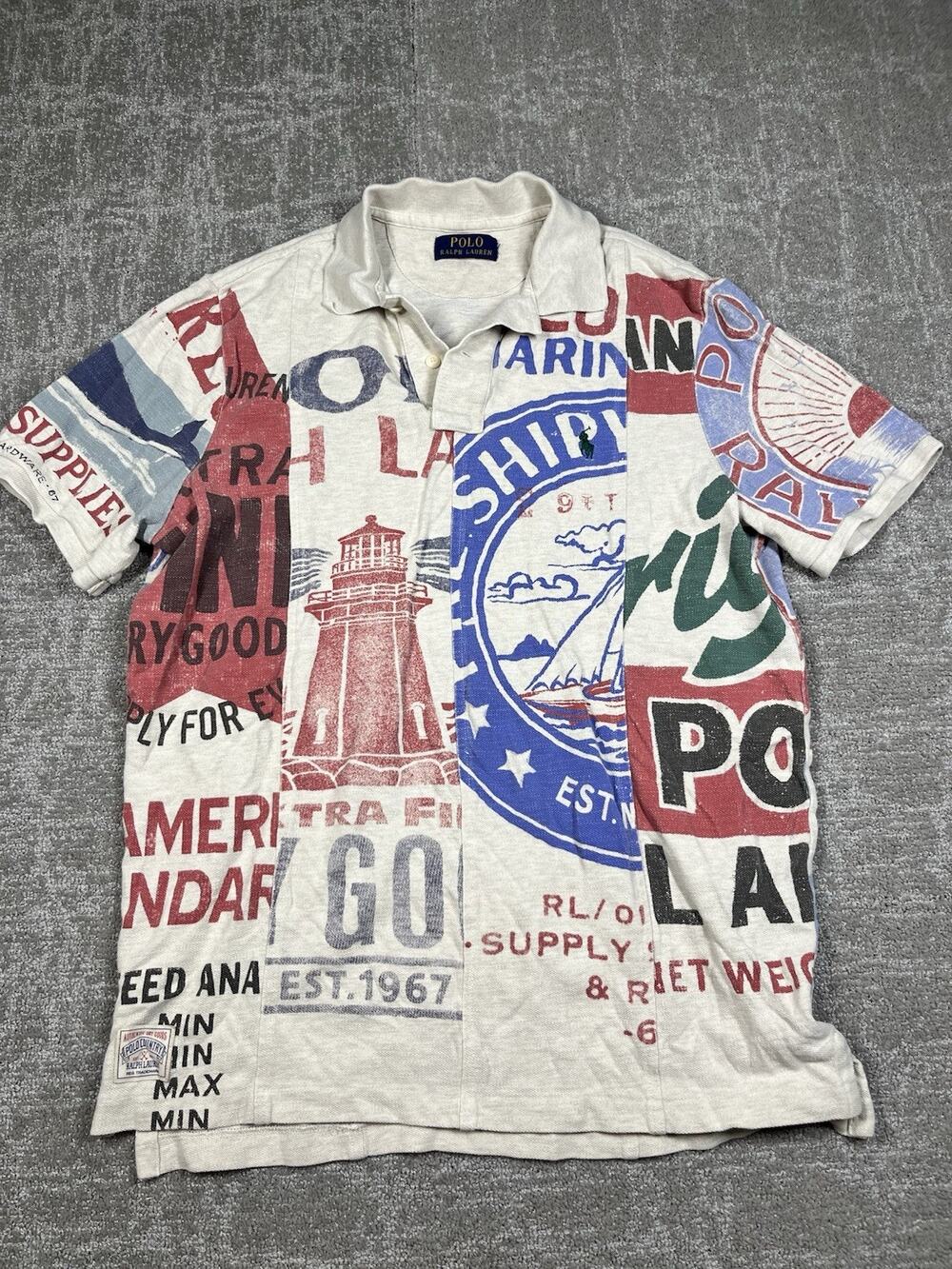 Polo Ralph Lauren Men's Classic Dry Goods Print Mesh Polo Shirt Read Below